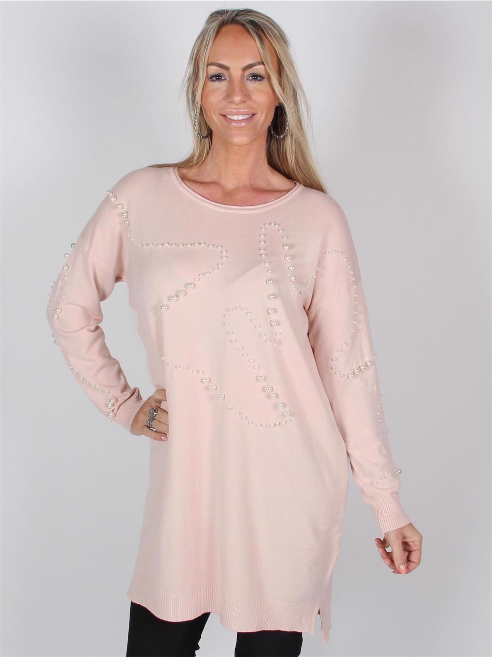 Giogia - Sort blød strik bluse med hvide perler